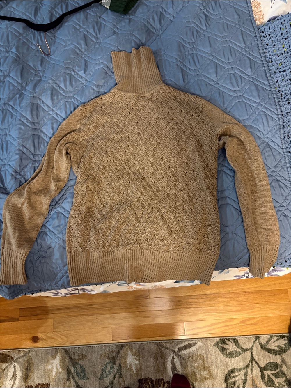 Karen Scott Tan Cable-Knit Turtleneck Sweater